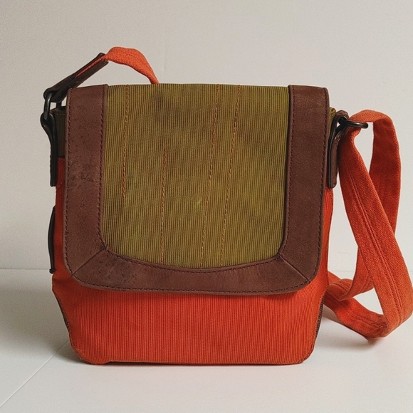 Ellington Fabric & Suede Bag Orange Brown Green Cross Body Adjustable St… - Picture 1 of 17
